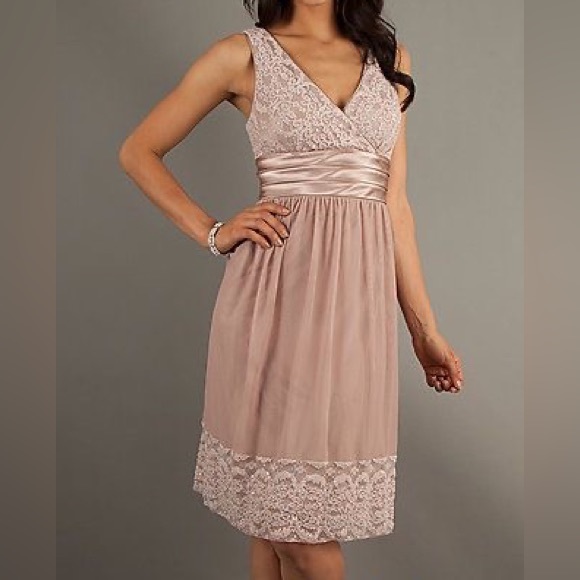 R&M Richards Size 6 Tan Sparkly Prom Dress - Picture 2 of 15